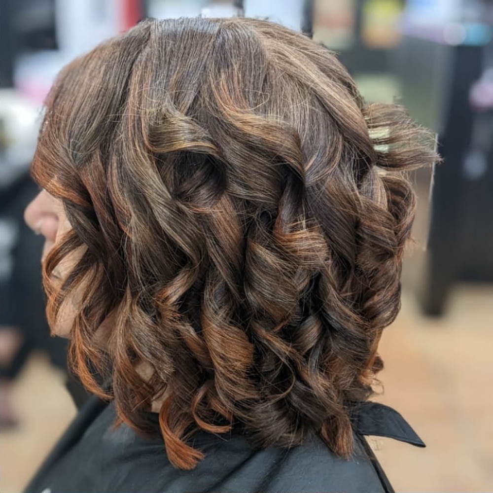 Curly Short Hair with Lowlights — Hair Salon in Darwin, NT