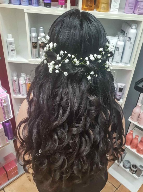Long, Black and Curly Styled Hair for Wedding — Hair Salon in Darwin, NT